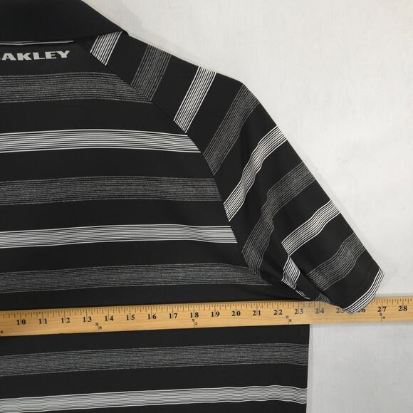Oakley Polo Mens Extra Large Black Gray Striped Hydrolix Performance Golf Shirt - Picture 9 of 13